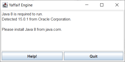 Yaffaif Java version warning